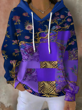 Sweat à capuche imprimé floral bohème femme